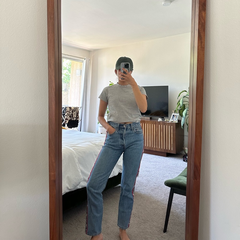 Levi’s 501 Logo-Stripe Straight Jeans